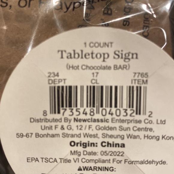 Target 2022 Hot Chocolate Bar Sign - Picture 2 of 5